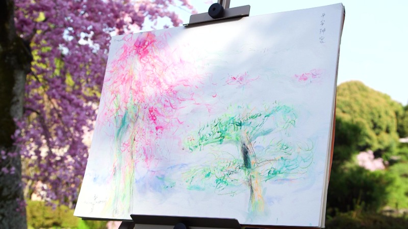 松井画伯が描いた平安神宮の桜
