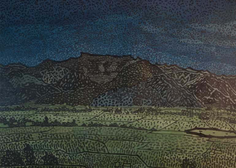 森の絵画「松陰の山道 森の絵画「松陰の山道 森を行く道